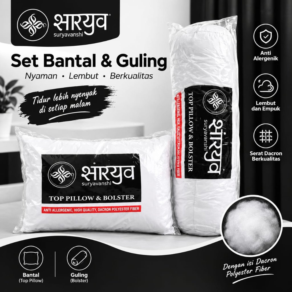 Bantal dan Guling Polos Putih Suryavanshi Bantal Guling Dakron