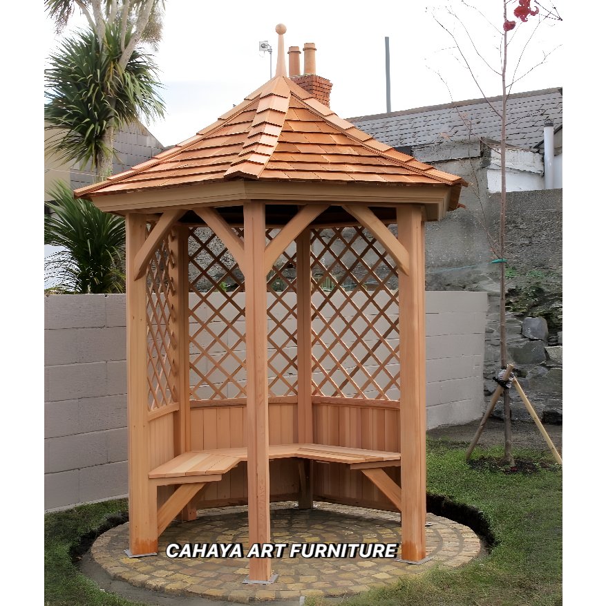 gazebo taman kayu jati minimalis modern model terbaru | gazebo joglo kayu jati jepara