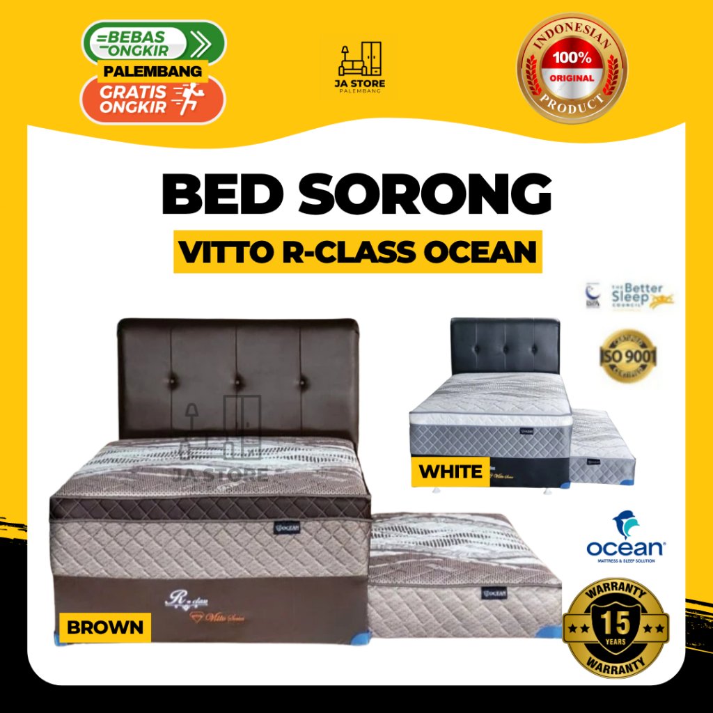 Bed Sorong VITTO R-Class Ocean White Brown / Springbed Spring Bed Berkualitas Palembang Garansi