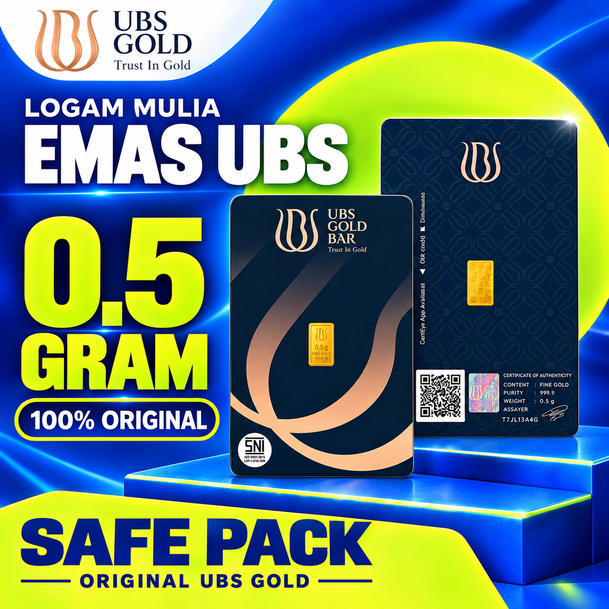 UBS 0.5 GR (GRAM) LOGAM MULIA/LM/EMAS BATANGAN UBS SERTIFIKAT