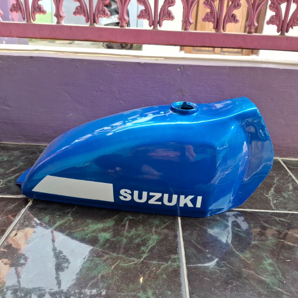 Tangki Suzuki Ts100 Jadul Cat Warna Biru Glossy Motor Custom Byson Tiger megapro Thunder