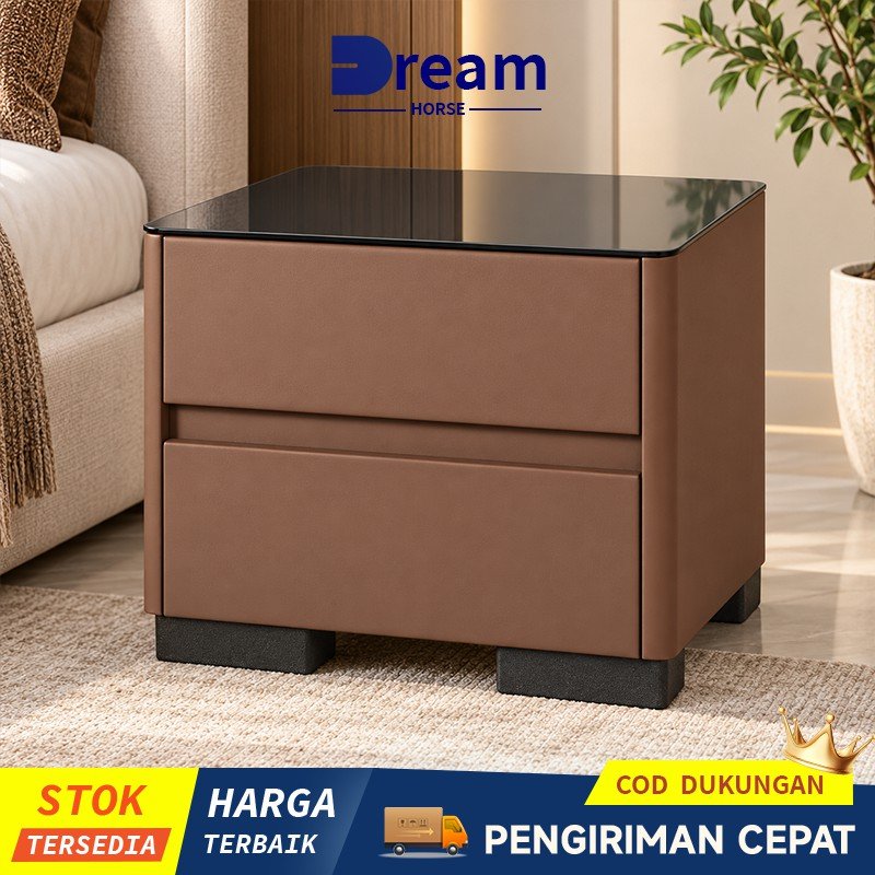 COD Meja Nakas / Meja Nakas Minimalis / Panel Kaca / Meja Nakas Kayu Solid / Lemari Nakas Modern