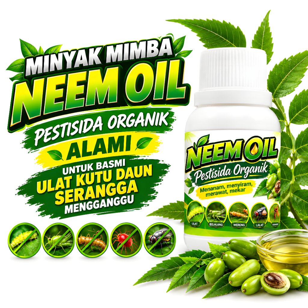 MINYAK MIMBA NEEM OIL 100ML PESTISIDA ORGANIK ALAMI UNTUK BASMI ULAT KUTU DAUN SERANGGA MENGGANGGU