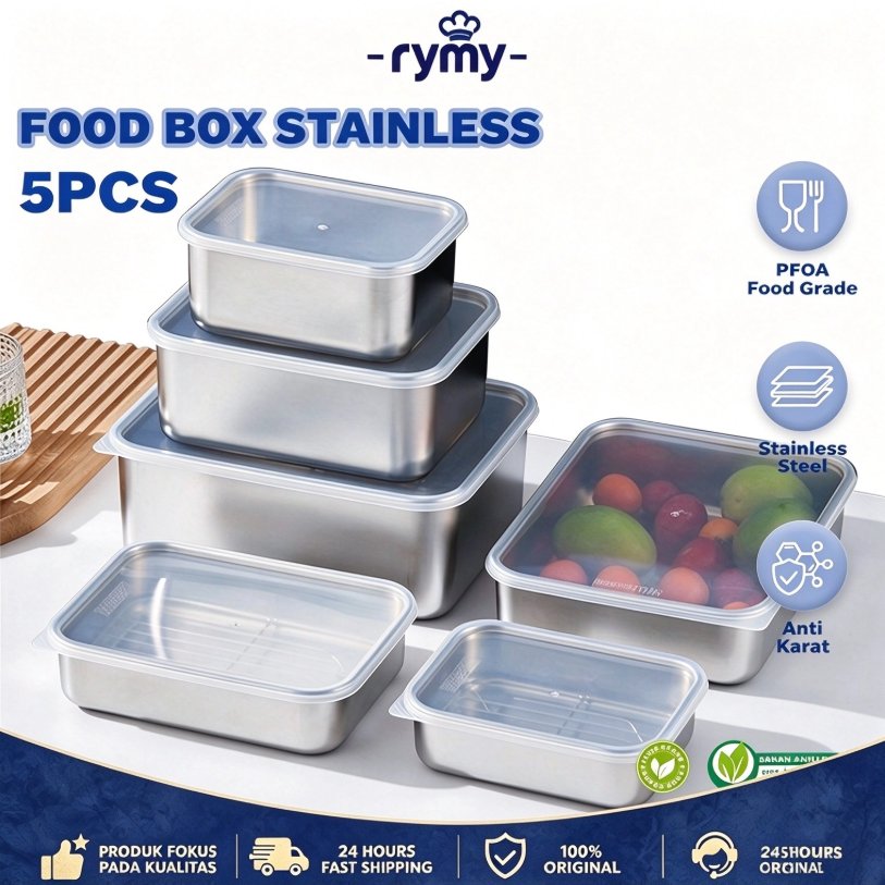 COD Food Container Stainless Wadah Stainless Sayur Kotak Food Box Stainless Steel 304 Food Storage W