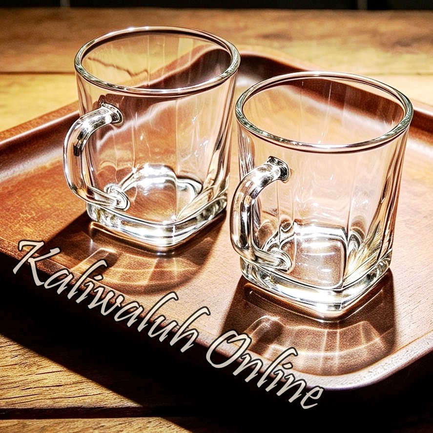 2 Pcs Gelas Roland Kaca Gagang Kopi 250Ml Gelas Minum Unik
