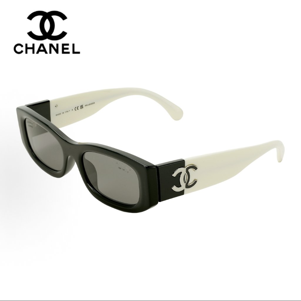 CHANEL CH5525 Kacamata Hitam Sunglasses Wanita Kotak Panda Black White Frame UV Protection Original