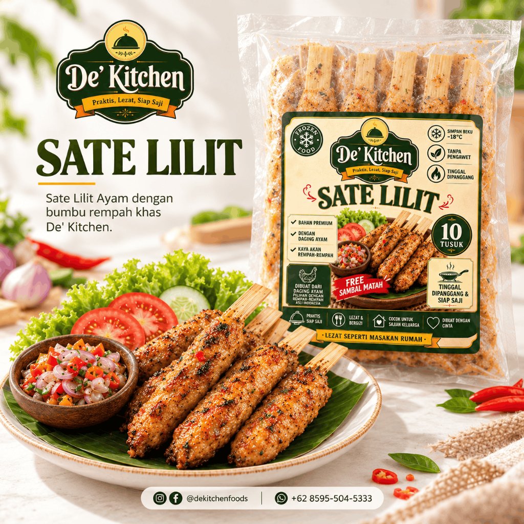 De' Kitchen Sate Lilit Sate Lilit Ayam 10 Tusuk Bumbu Rempah Khas - Sate Lilit Frozen