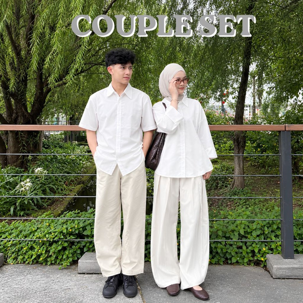 Setelan Couple | Kemeja Celana + Atasan Kemeja Celana Jennie tallora Kulot Highwaist | Outfit Couple