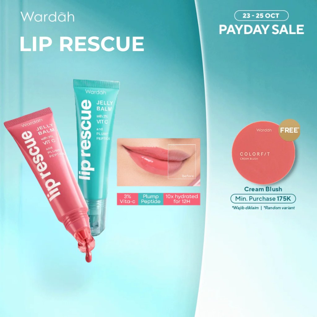 WARDAH Lip Balm Lip Rescue Jelly Balm Dusty Rose - Lip Therapy, Hydrating - Mencerahkan Bibir, Bibir