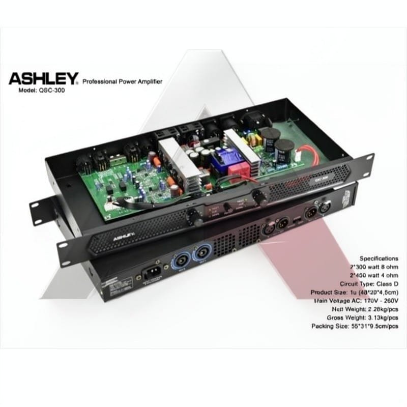 POWER AMPLIFIER ASHLEY QSC300 / QSC-300 / QSC 300 / ASHLEY QSC300 ORIGINAL