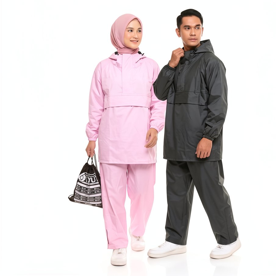 GUYUR Jas Hujan Setelan Kangaroo Pria Wanita Dewasa Saku Kangguru Waterproof L–XXL