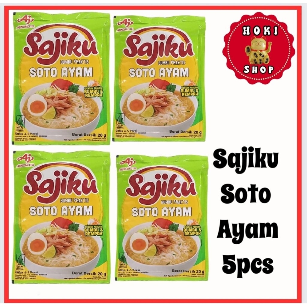 

Sajiku Bumbu Soto Ayam 5pcs / Sajiku Soto Ayam / Bumbu Instan Sajiku
