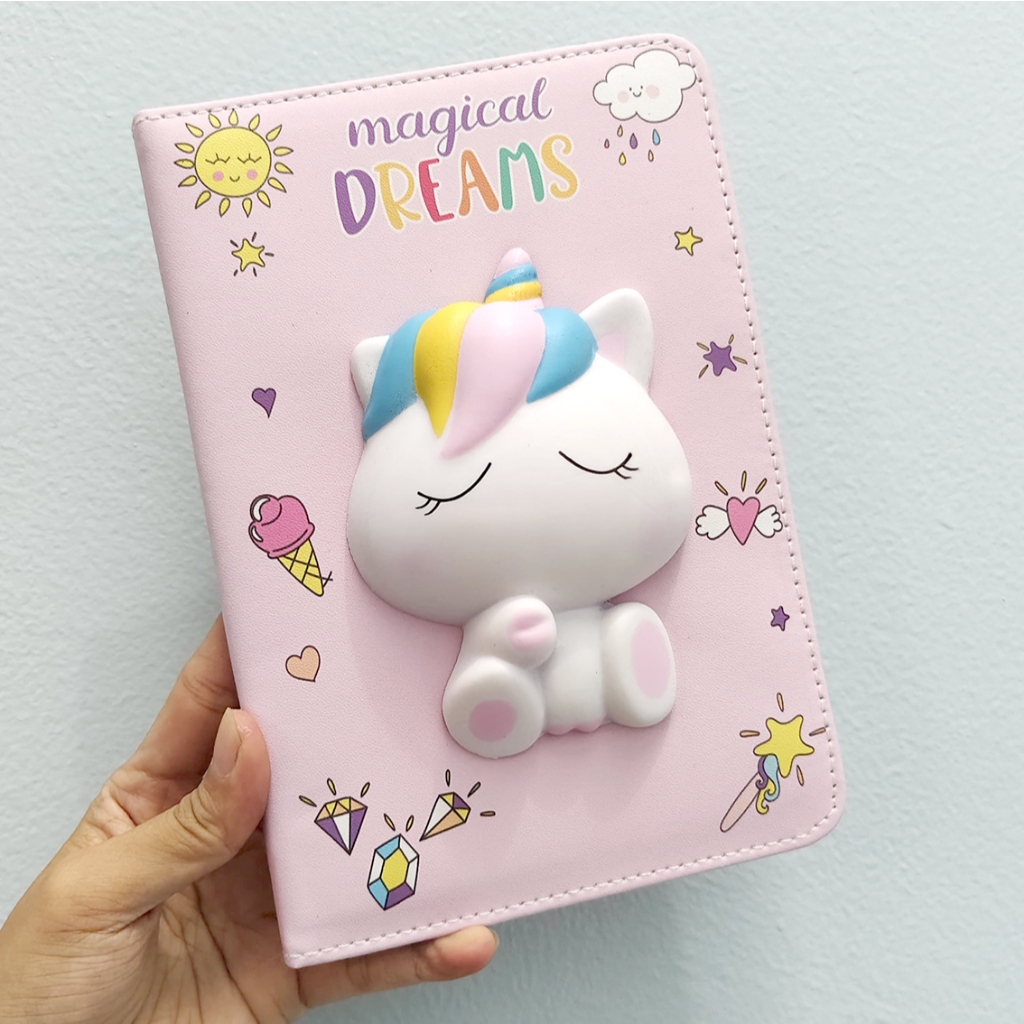 

Gemoy - Notebook Unicorn Squishy 3D Lucu - Buku Catatan Anak / Diary A5 Cover Boneka Timbul 80 lembar - 160 halaman