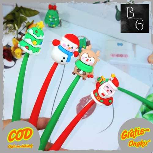 

Pulpen Lentur NATAL Super LUCU Cute Tinta Hitam Ready 4 Variant Warna / Pen Goyang Christmast Karet Imut Unik Alat Tulis Sekolah Anak Kekinian Favorit Kualitas Terbaik Harga Termurah Bisa Grosir dan COD