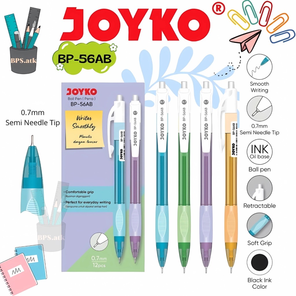 

(12 pcs) JOYKO Ballpen / Pulpen Pena Pen BP-56AB 0.7mm Pulpen Cetek