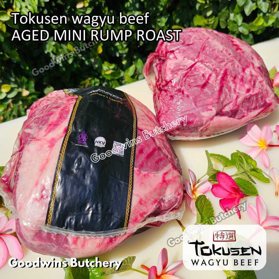 

Beef Wagyu Tokusen 2.5kg MINI RUMP ROAST WHOLE CUT marbling MBS-5 aged frozen