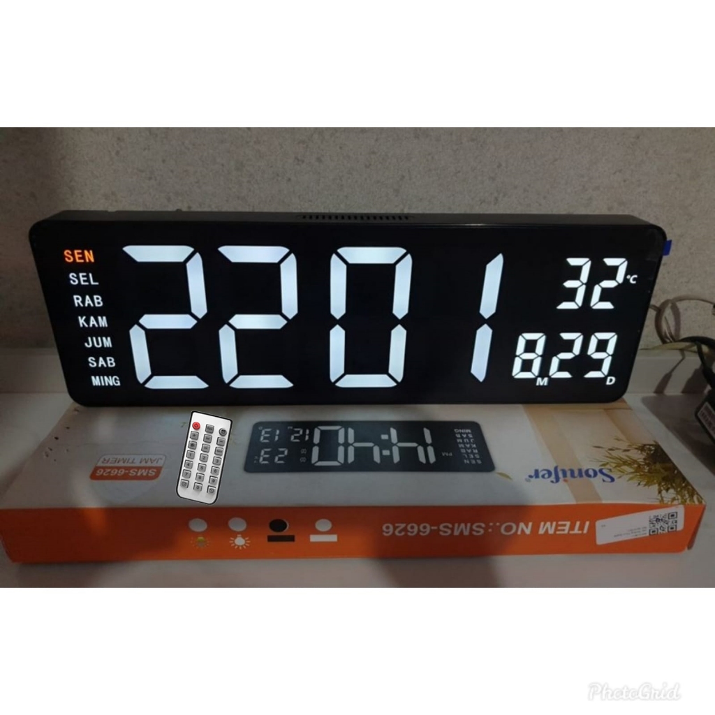 Sonifer Jam Timer Digital Jam Dinding Countdown Stopwatch 39 x 13 cm via Remote