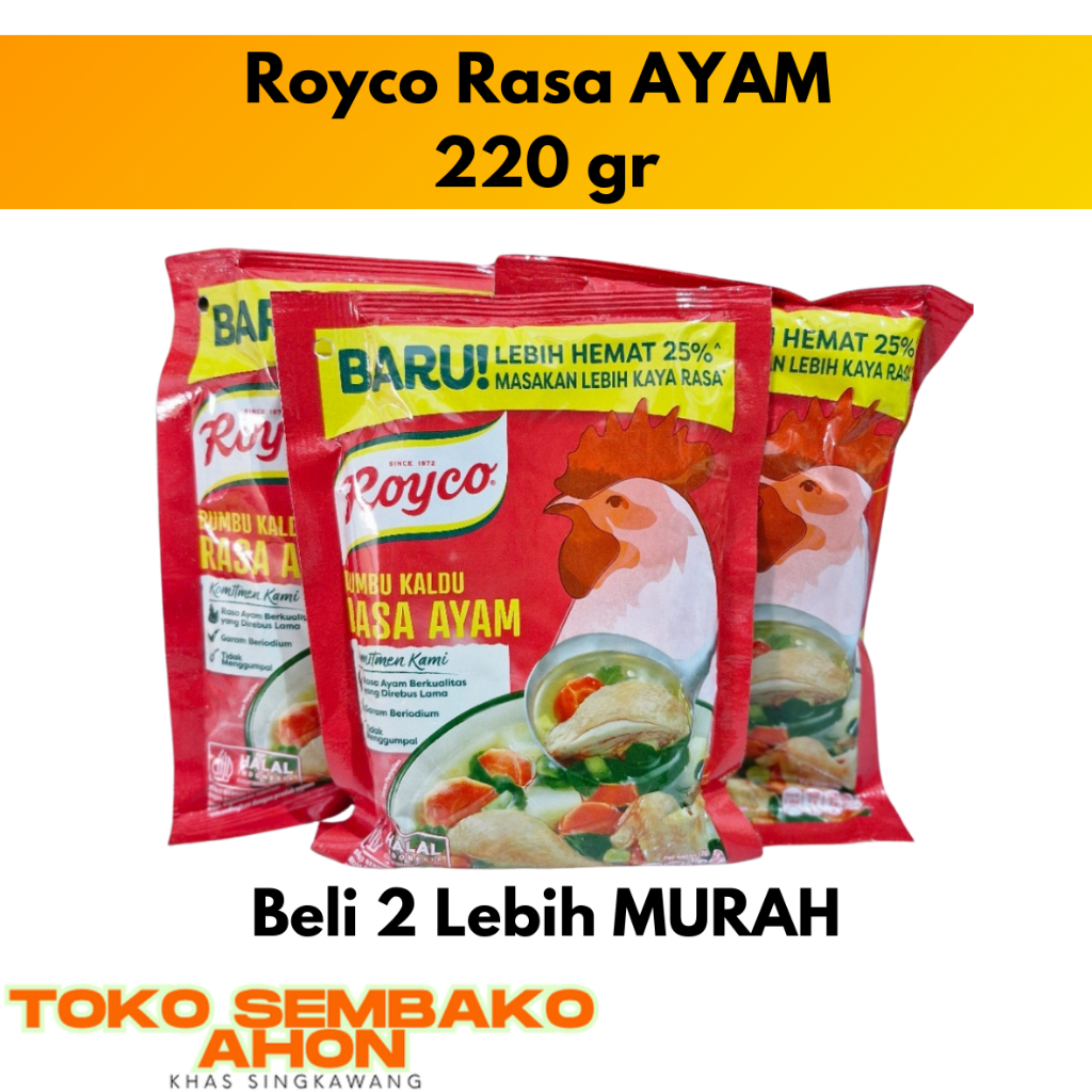 

Royco Bumbu Kaldu Penyedap Rasa AYAM 220 gr / Royco Ayam 220g / Kaldu Ayam Royco Besar / Penyedap Royco Ayam / Royco Bubuk Ayam