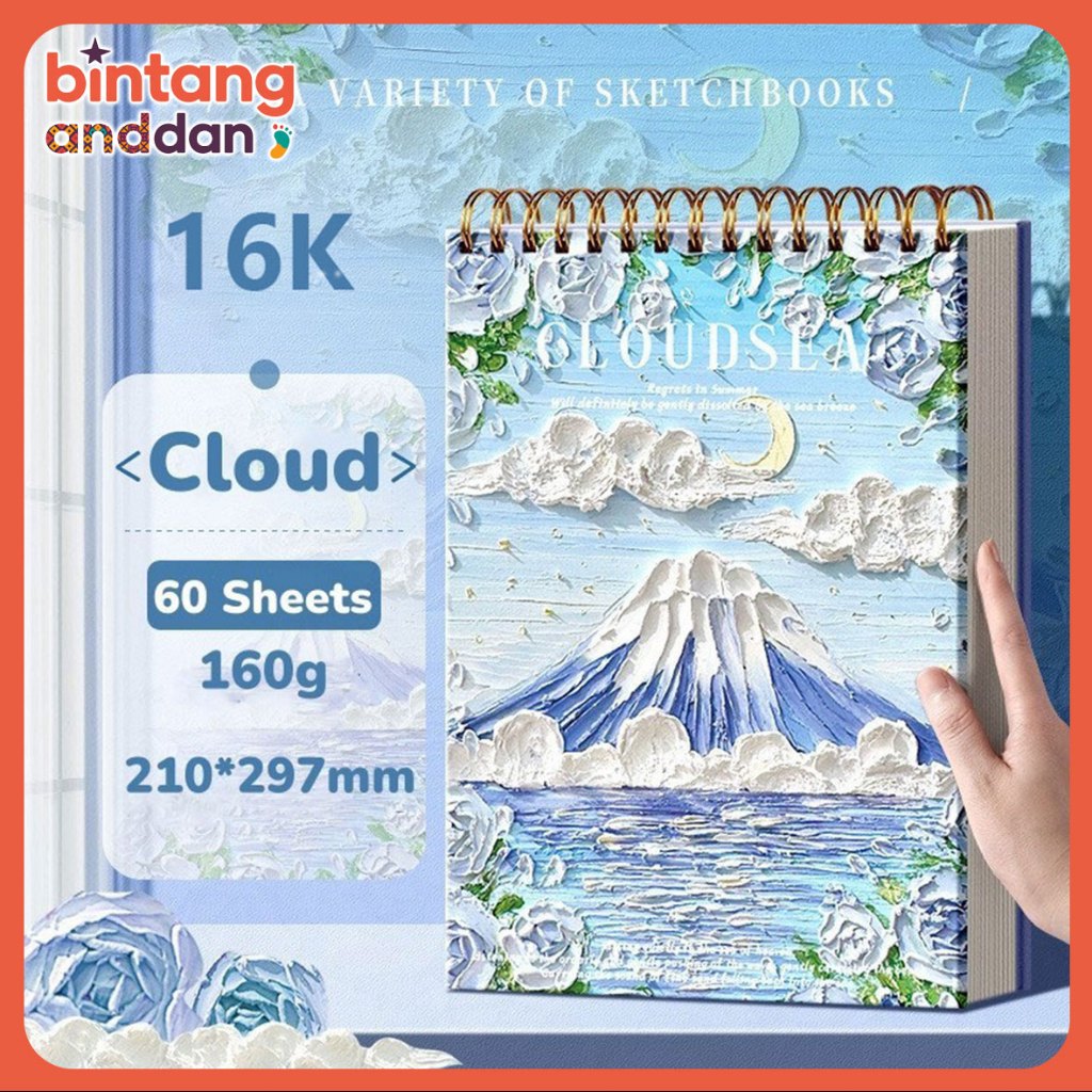

Sketchbook 16K Aesthetic Buku Gambar Vertikal Jilid Spiral Small Daisies/Sea of Flowers/Mountain Sea Under The Moon 60 Lembar/120 Halaman