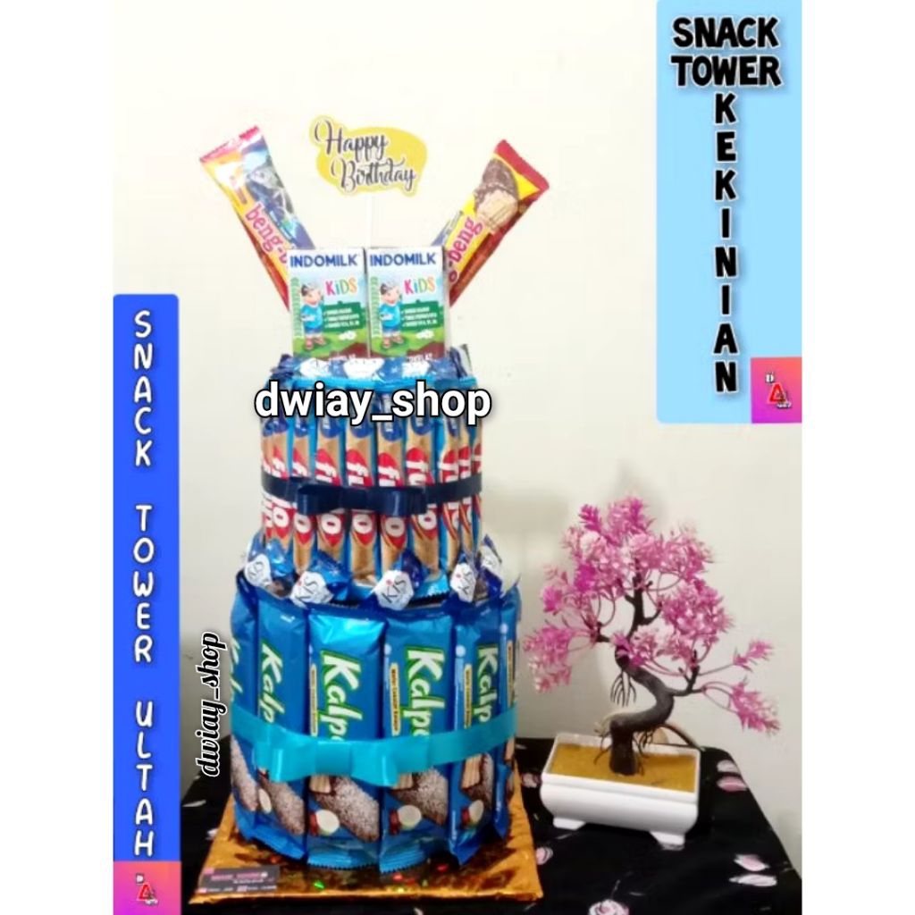 

SNACK TOWER BIRTHDAY / SNACK TOWER KEKINIAN / KUE ULTAH VIRAL KEKINIAN