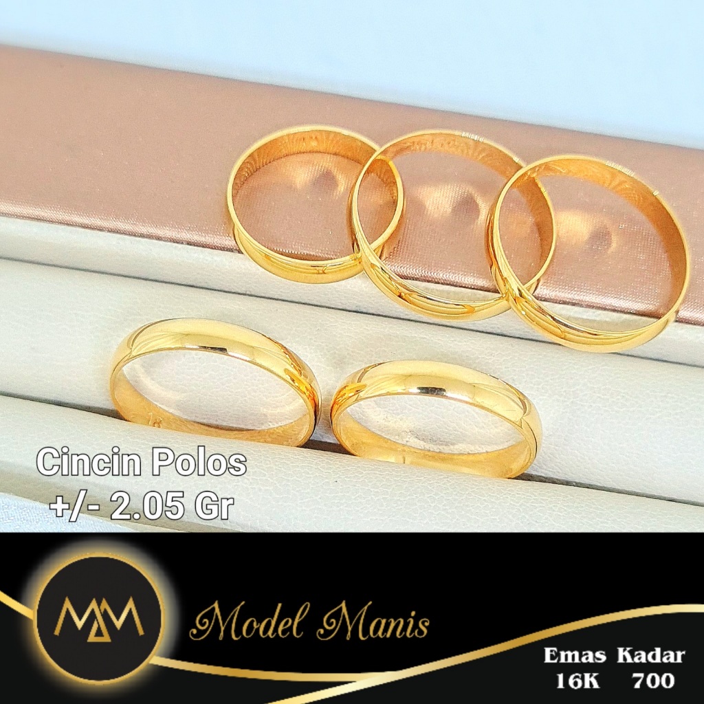 Model Manis Gold - Cincin Belah Rotan Kuning- Emas 16k  700