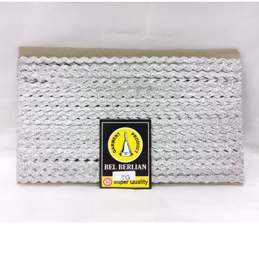 Renda Zig-Zag Bel Berlian / Renda Zig-Zag Tanggung / Renda Mas Perak / Renda Emas Silver Lebar 0.5 c