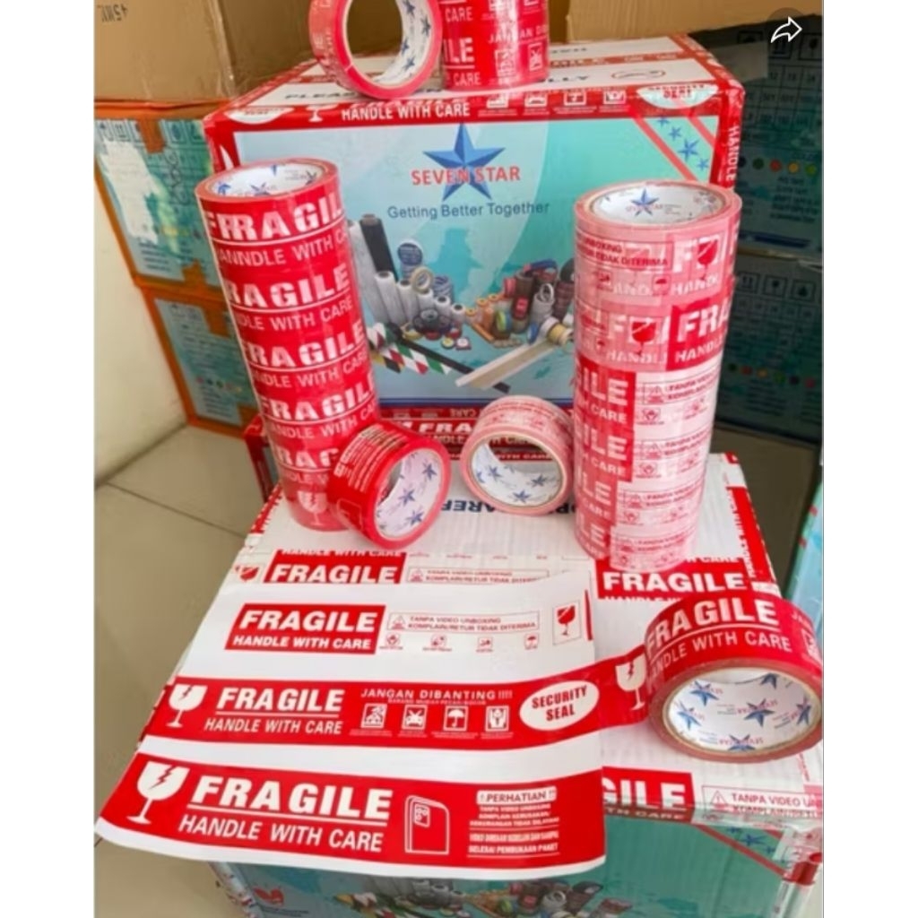 

Lakban Fragile 1 dus isi 72 jangan Dibanting dan Video Unboxing Merah dan Putih 80y