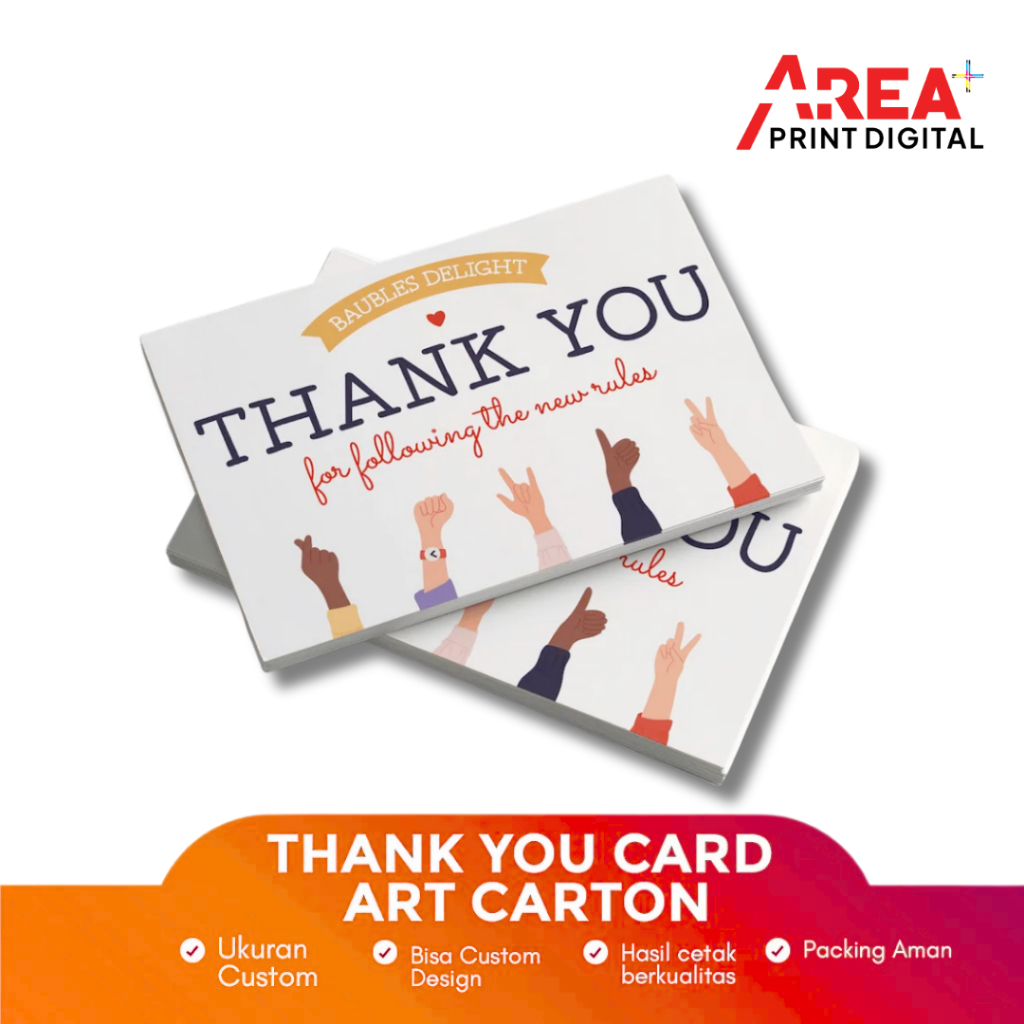 

ustom Thank You Card 2 Sisi Souvenir Wedding Olshop Birthday Premium