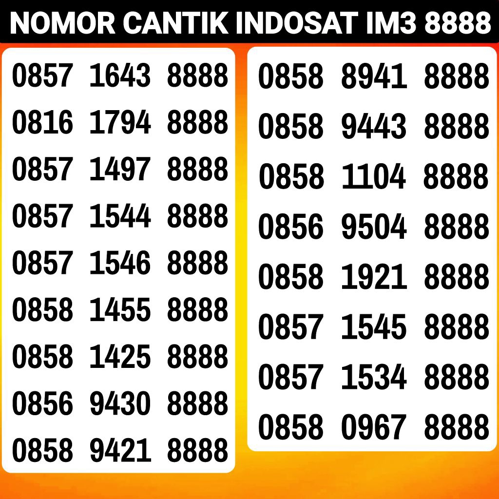 KARTU PERDANA NOMOR CANTIK INDOSAT KWARTED 8888 9999