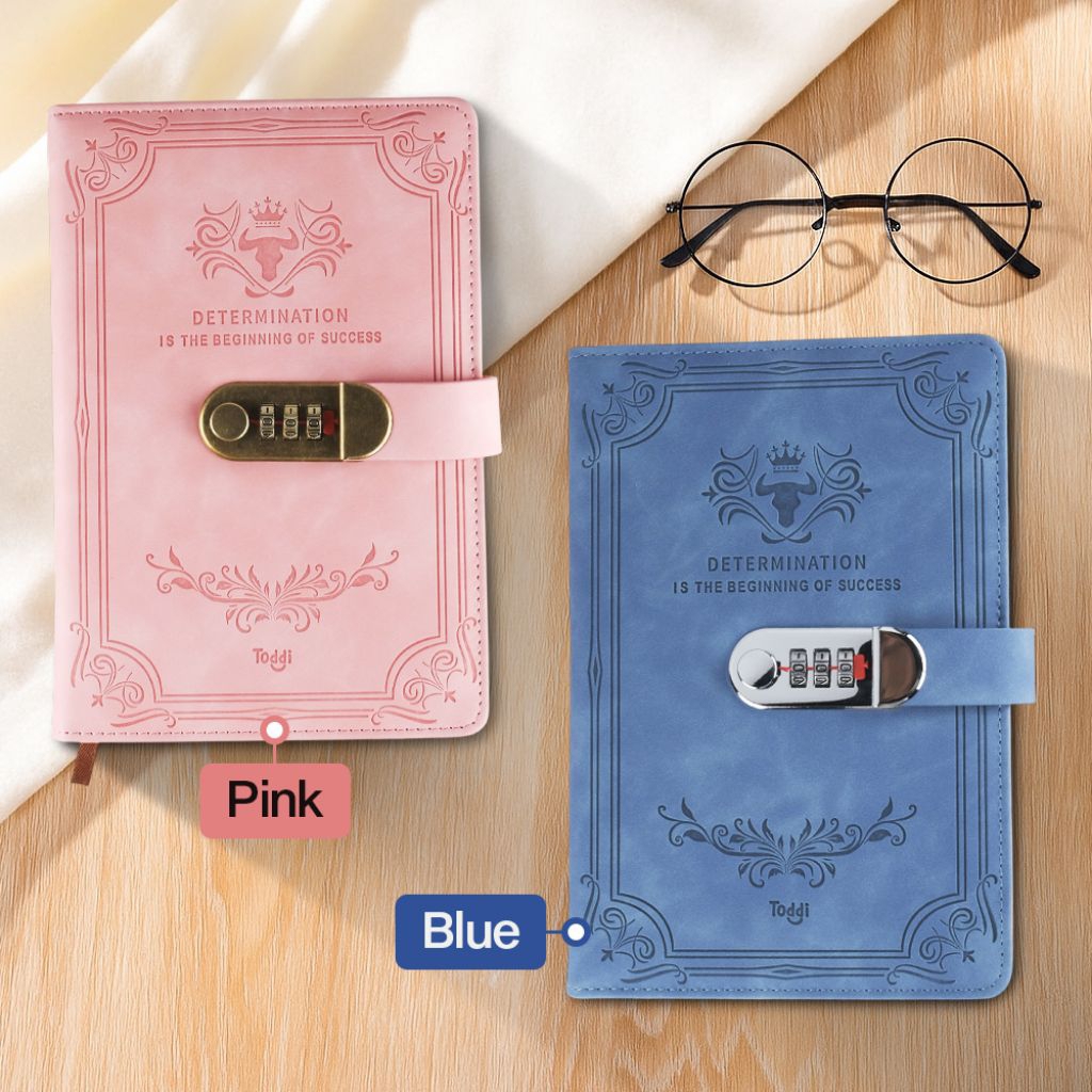 

YAS - Toddi Buku Jurnal Leather Determination A5 200 Halaman Grid with Lock Diary Agenda Catatan Notebook Notepad QDOT0K