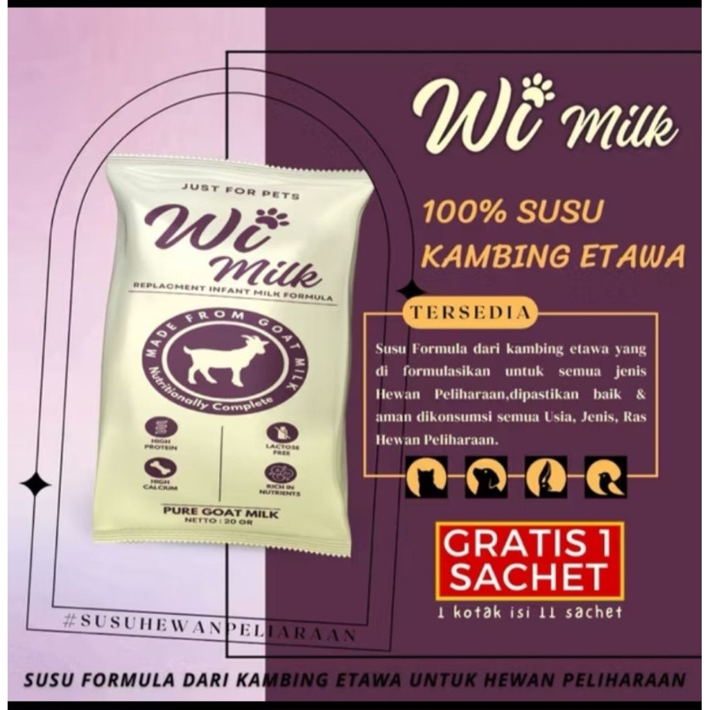 Wi Milk Susu kambing untuk anak kucing bubuk