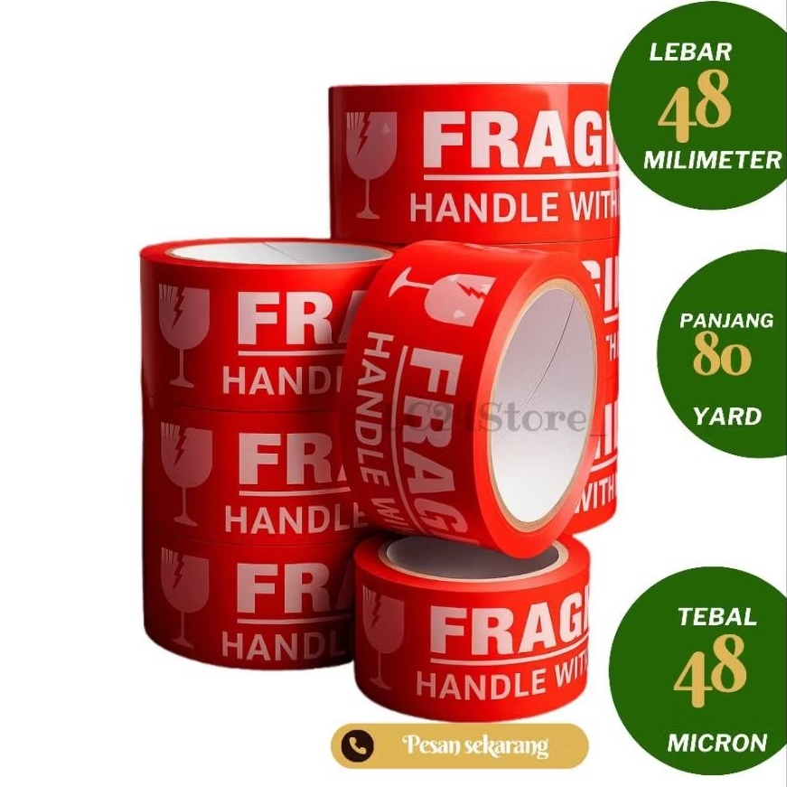 

Lakban Fragile Merah 48mm x 80 Yard | Lakban Murah Berkualitas