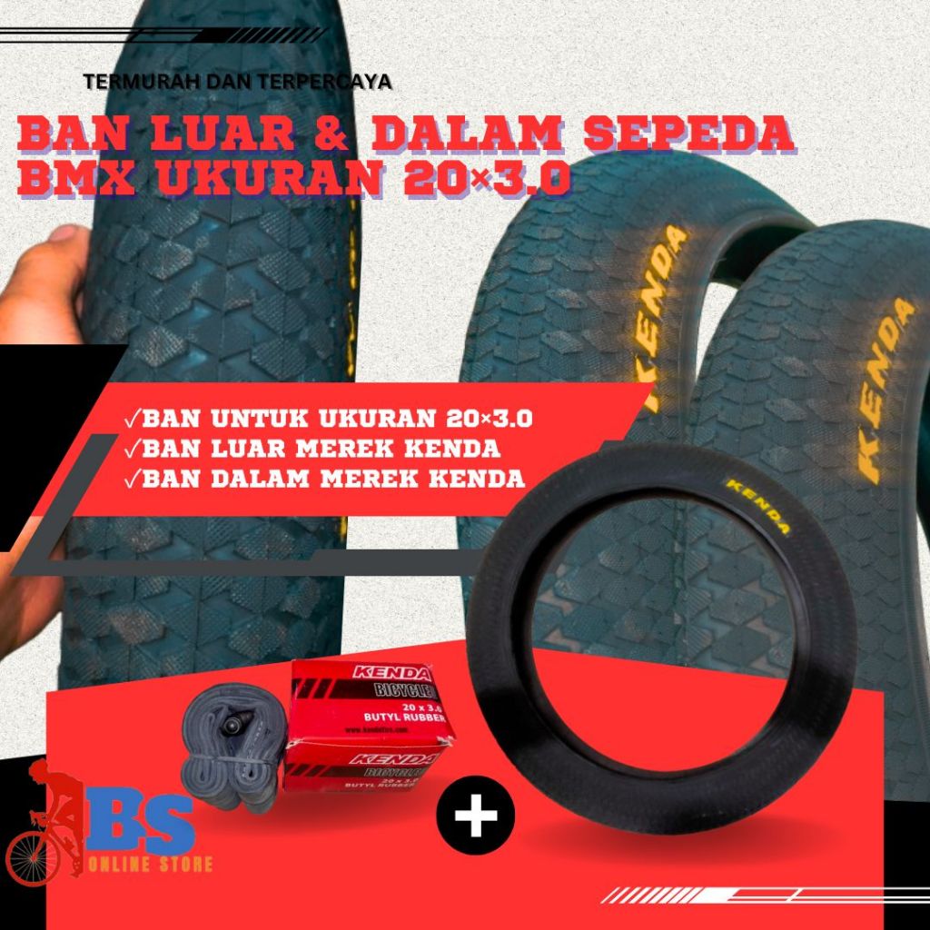 PROMO Paket Ban luar dalam sepeda BMX 20 x 3.0 Ban Luar Sepeda BMX Jumbo ( 20 x 3.0 ) Ban Luar Seped