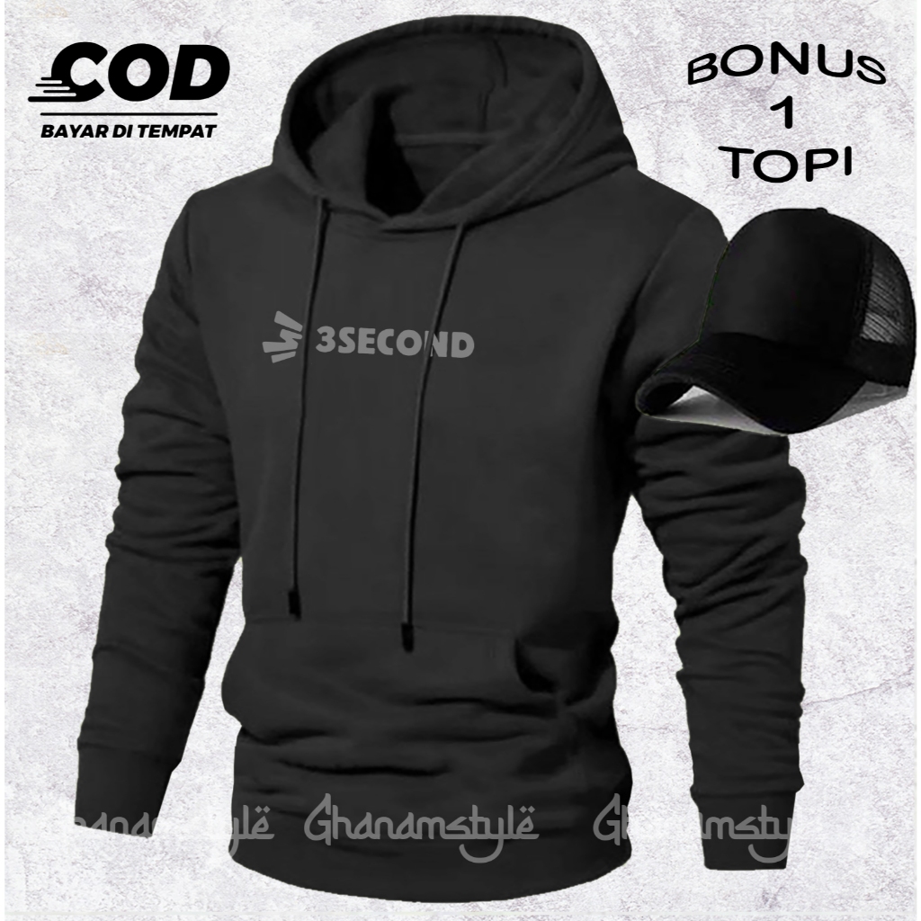 COD Bonus Topi  Hoodie Distro 3scond Premium Logo Silver - Jaket sweater hoodie distro pria wanita b