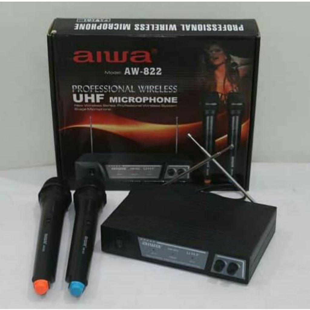 AIWA AW 822 Mic Wireless Mikropon Handled Mikrofon Bagus AW822