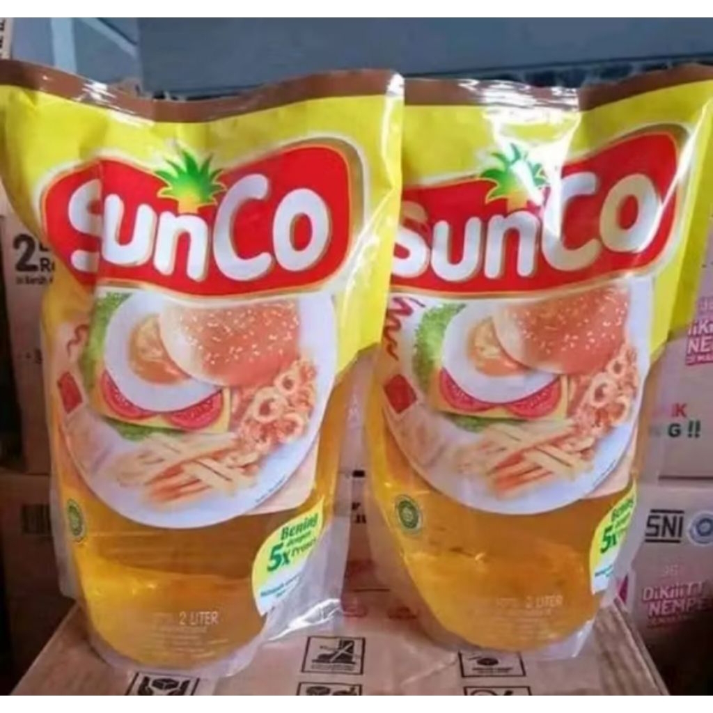 

Minyak goreng Sunco 2 liter.