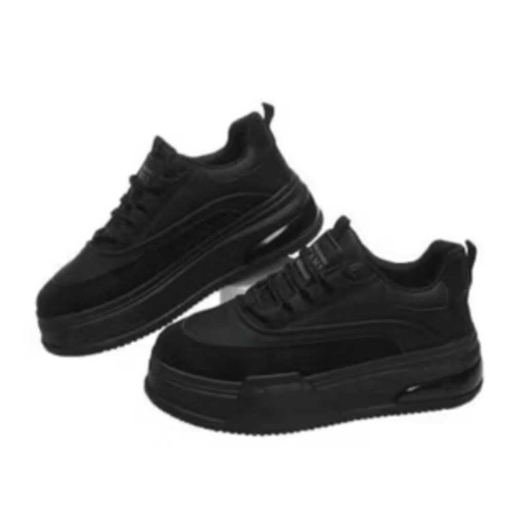 Sepatu sneakers wanita sport terlaris hitam polos sepatu sekolah