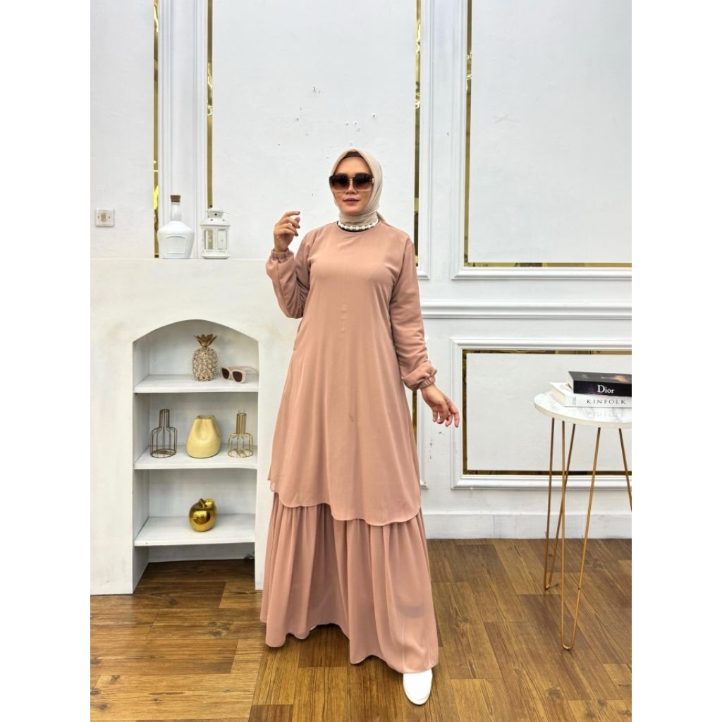 gamis malay polos simpel mewah dan elegan ceruty babydoll premium
