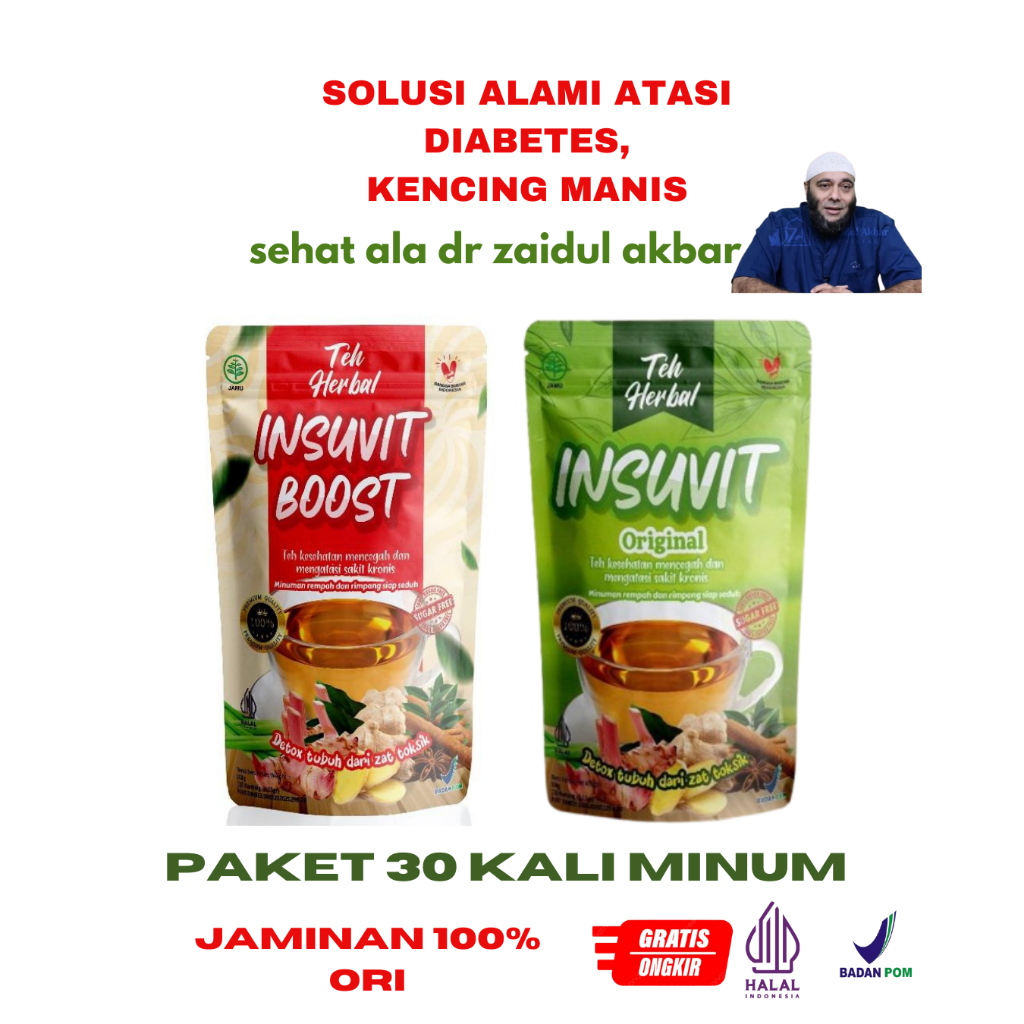 

Teh insuvit herbal diabetes (isi 30 tea bags / 2 kemasan) kencing manis rimpang JSR