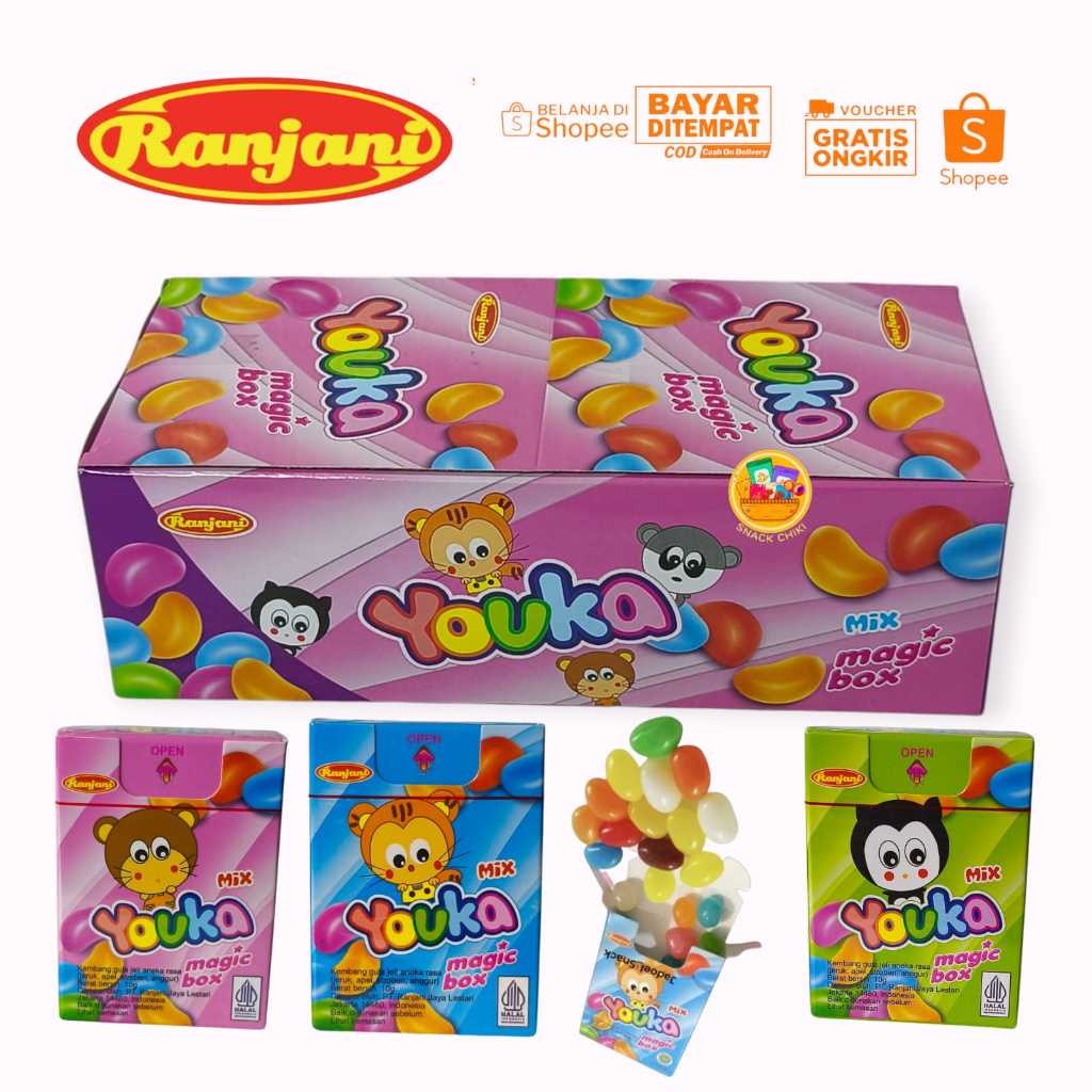 

RANJANI YOUKA MAGIC BOX PERMEN GULA JELI RASA BUAH 1 BOX 30 PCS