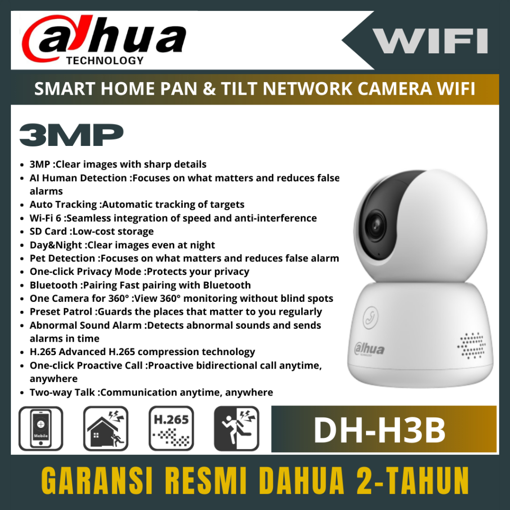 DAHUA DH-H3B 3MP WIFI CAMERA SMART HOME IP CAMERA CCTV