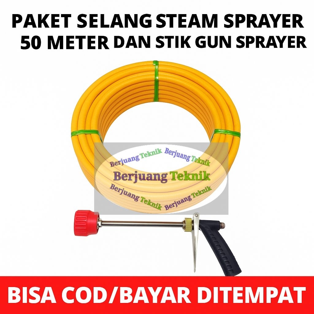 Paket selang steam selang air selang penyiraman selang cuci motor dan mobil Selang Sprayer 50 meter 
