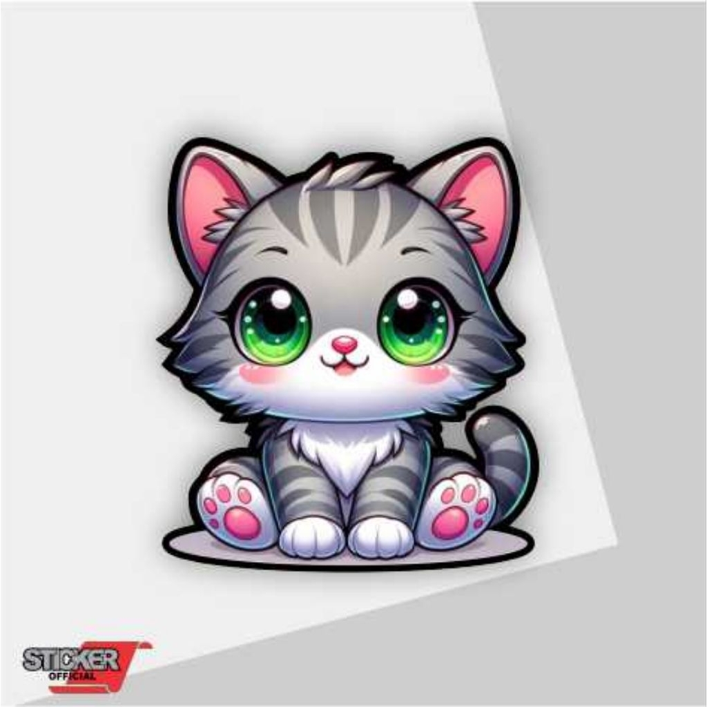 

kucing, stiker reflketive bisa nyala, stiker timbul, stiker tembler, hp, leptop, motor, mobil