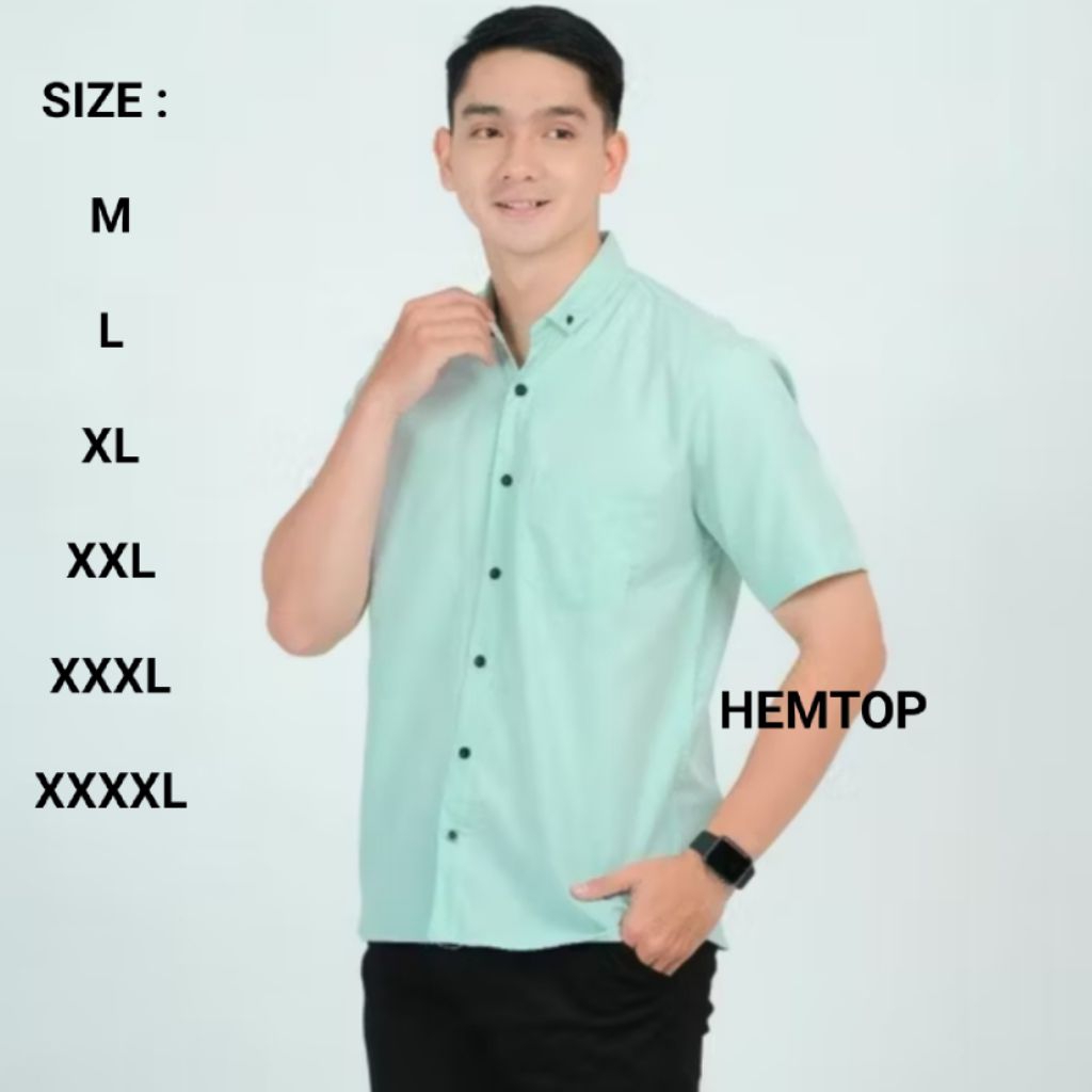 Kemeja Hijau Mint Tosca pria Casual Kemeja Jumbo Big Size Hijau Tosca Mint Ukuran M-4XL