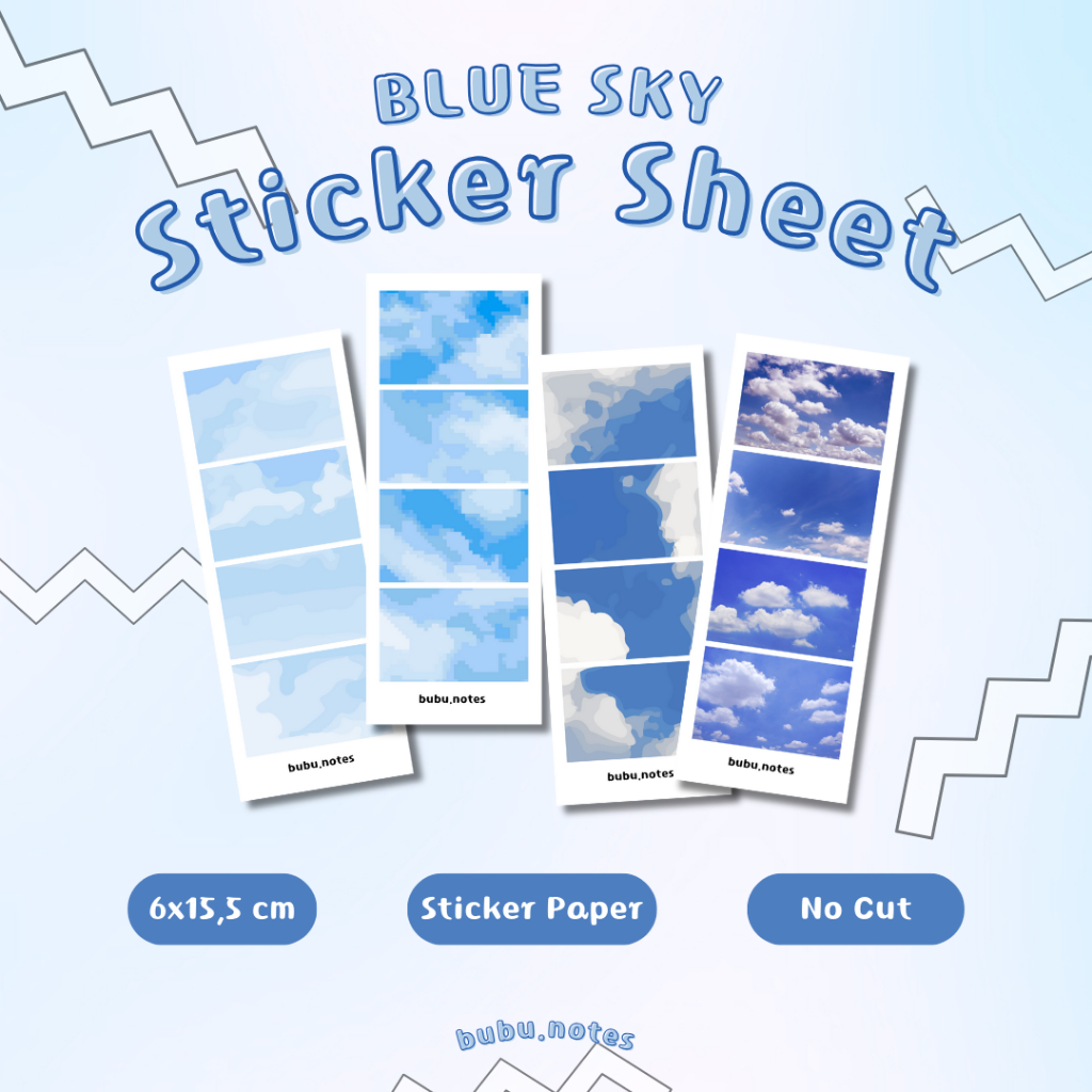 

BLUE SKY Sticker Sheet Aesthetic Journal Planner Bujo Journaling Tumblr Scrapbook