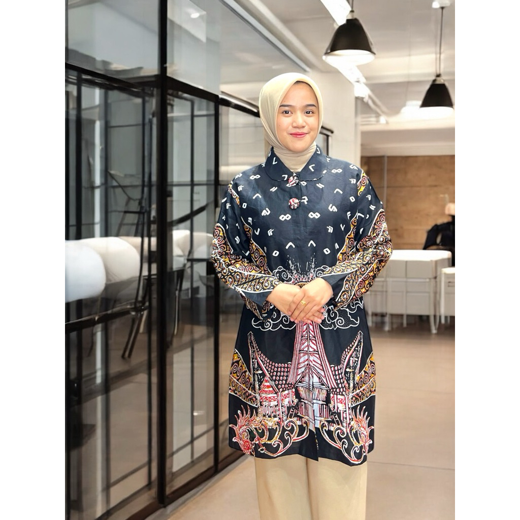 BATIK TUNIK LONTARA PEREMPUAN LOKAL MAKASSAR MOTIF TORAJA