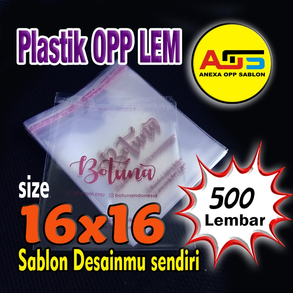 

Plastik OPP 16x16 Tebal, kemasan Roti/Bakery Sablon Custom
