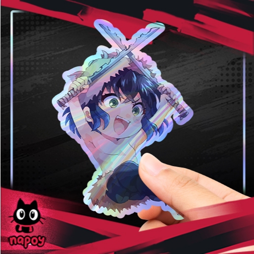 

Stiker Hologram Anime Demon Slayer Inosuke Attack