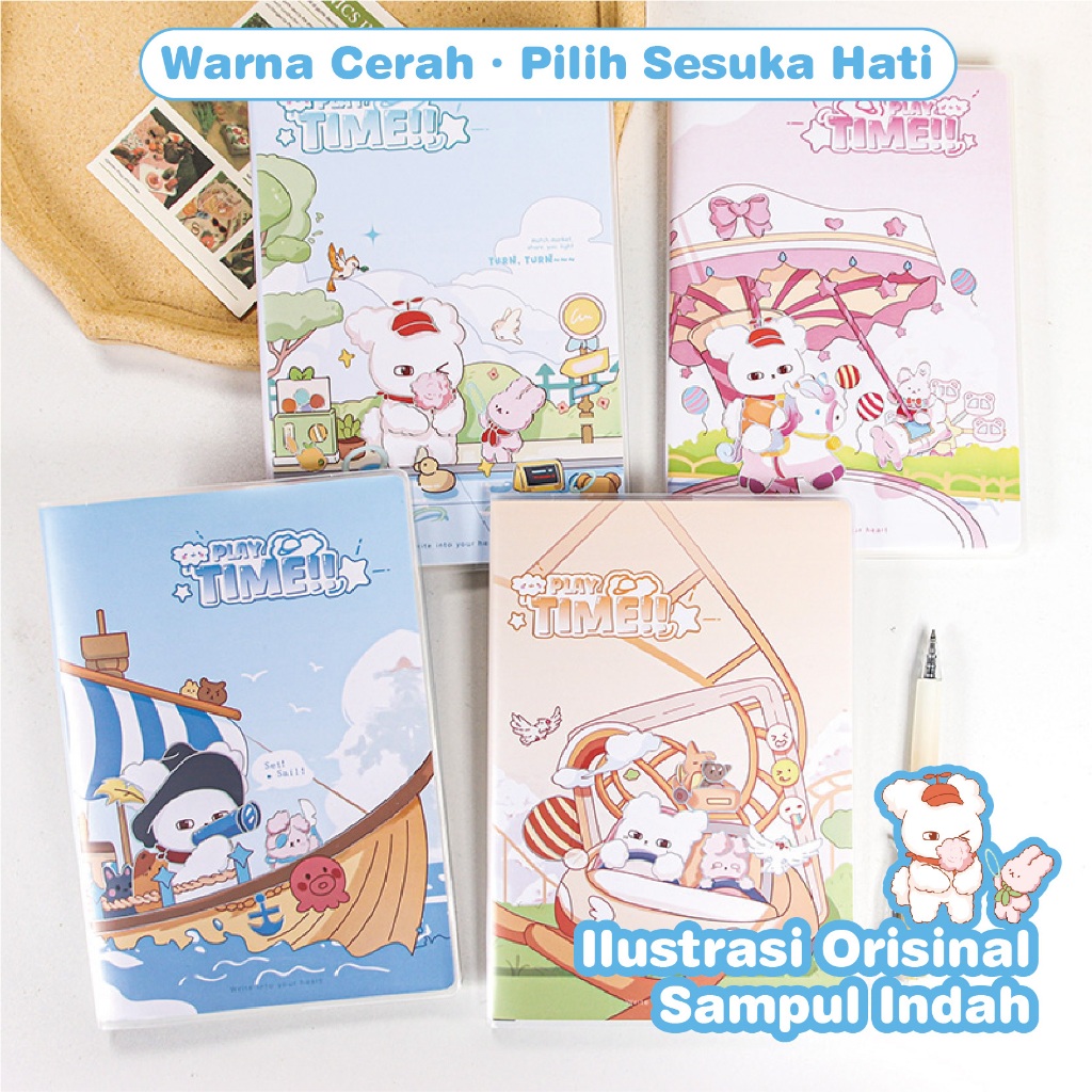 

Playtime Rabbit Printed Cover Cover Book Student Lucu B5 Stationery Buku Mengental Kertas Tahan Air Dan Notepad Garis Horizontal Bahan Debu