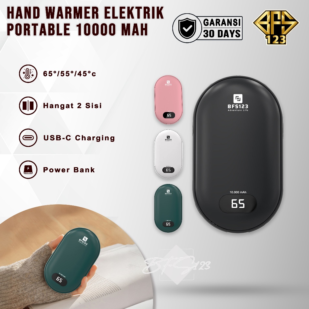 Bf123 Hand Warmer Eletri Rechargeable Battery 10000 Mah Ub Typec Ghangat Tangan Portable